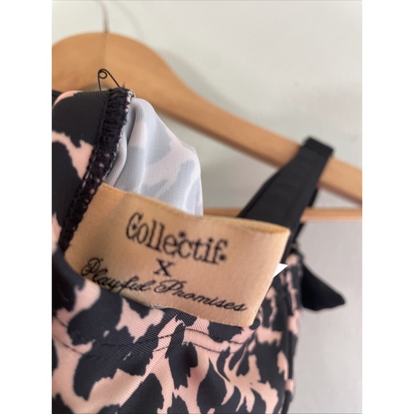 Collectif X Playful Promises Leopard Skirted Swimsuit Pin Up Rockabilly Sz 4, Xs - Picture 11 of 13